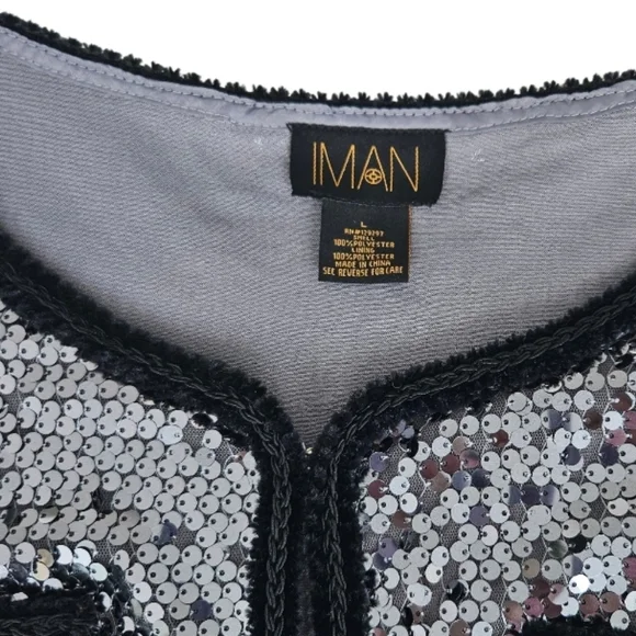 IMAN  Silver Tone Sequins Evening Women's Blazer - Picture 2 of 9